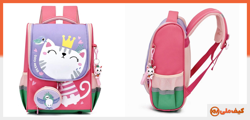 کیف مدرسه دخترانه با طرح گربه تاجدار